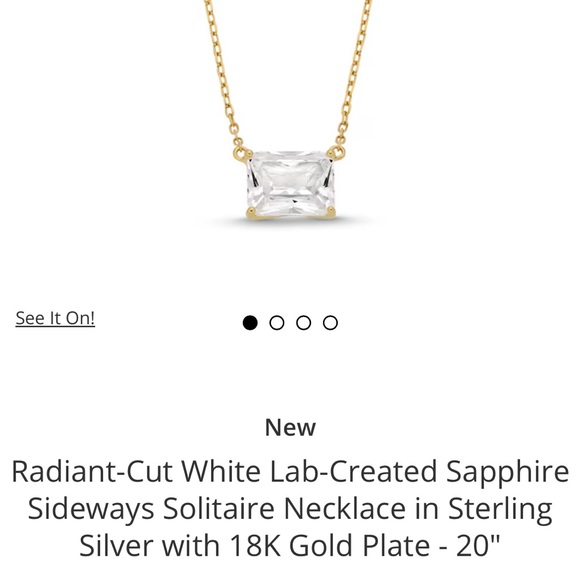 Sparkling Sapphire Rectangular Necklace - Picture 2 of 6